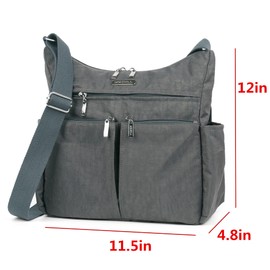 MHCNLL Anti Theft Crossbody Purse RFID Women Nylon Waterproof Lightweight Shoulder Bag (Dark Gray)