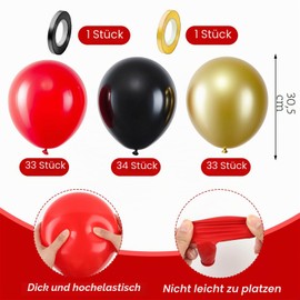 Pack of 100 Balloons Black Red Gold 12 Inch Black Golden Balloons for Boys Girls Birthday Engagement Party Balloon Decoration Graduation New Year's Eve Decoration