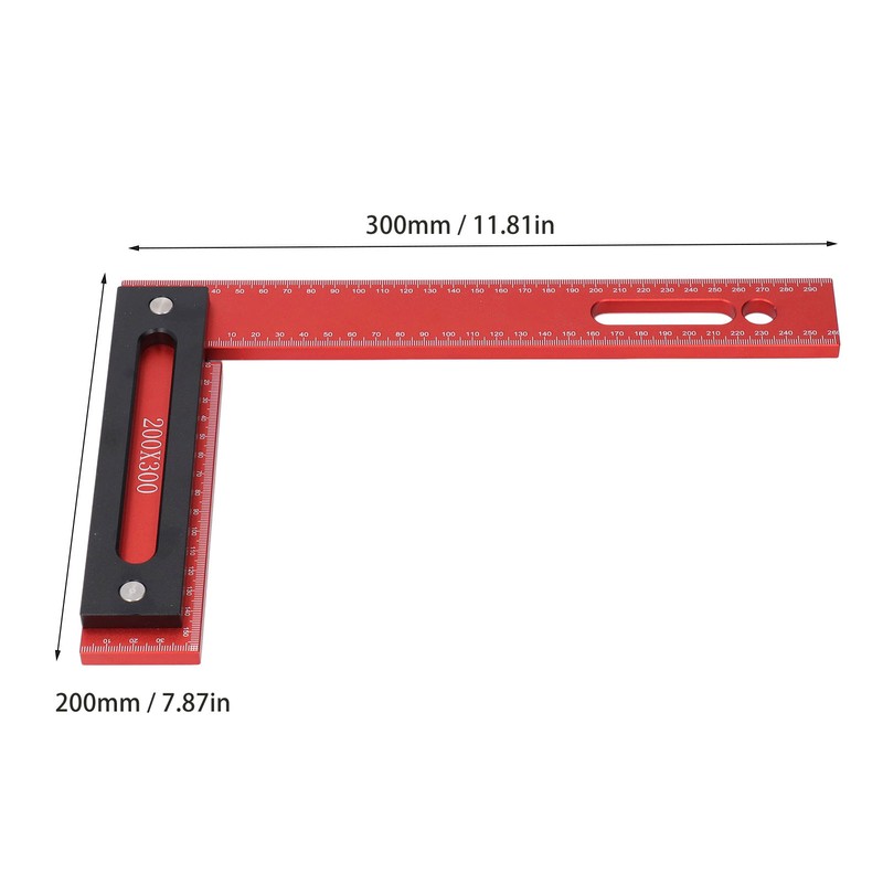 Woodworking Square 300x200mm L Shape Aluminum Alloy Framing Square with