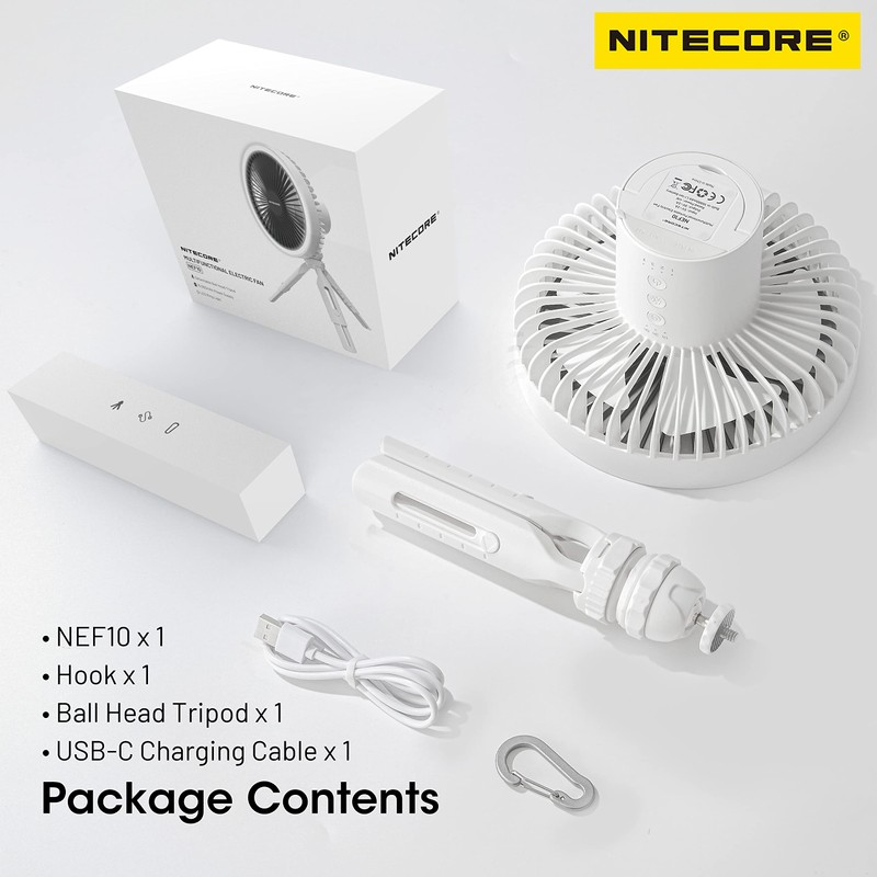 Nitecore NEF10 Multifunctional Portable Electric Fan with LED Ring Light,