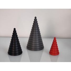 AcubycArt Decorative fir (set of 3) - for living area - modern design - plastic (grey, black, red)