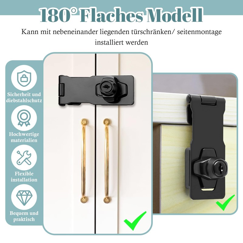 3 Lockable Security Locks, 4.76 Inch Zinc Alloy Door Bolt