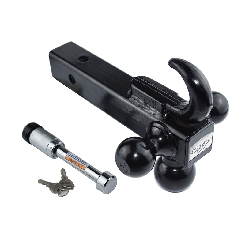 TOPTOW 64181L Trailer Receiver Hitch Triple Ball Mount with Hook,