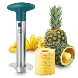 Pineapple Corer, [Upgraded, Reinforced, Thicker Blade] Newness Premium Pineapple Corer Remover, Stainless Steel Pineapple Core Remover Kitchen Tool with Sharp Blade for Diced Fruit Rings, Green