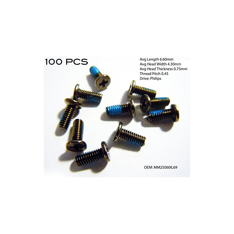 100 Pieces of M2.5 x 6mm OEM Laptop Screws (Nylok)