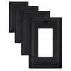 ZILLSEA 4-Pack Black Wall Outlet Covers, Classic Beadboard Switch Plate