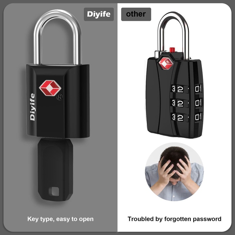 TSA Luggage Locks with Keys, [4 Pack] Diyife Security Suitcase