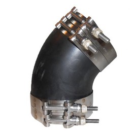 Trident Marine Trl-445-S/S Black Epdm Rubber 45-Degree Marine Wet Exhaust Elbow with 4 Stainless Steel T-Bolt Clamps, 4", 250-Degree Fahrenheit
