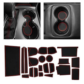 CupHolderHero fits Jeep Grand Cherokee Accessories 2014-2021 Premium Custom Interior Non-Slip Anti Dust Cup Holder Inserts, Center Console Liner Mats, Door Pocket Liners 25-pc Set (Red Trim)