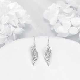 JERWLI Angel Wings Earrings 925 Sterling Silver Angel Wings Dangle Earrings Jewellery Gifts for Women, Sterling Silver, No Gemstone