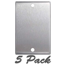 Stainless Steel Single Gang Blank Wall Plates - 5 Pack
