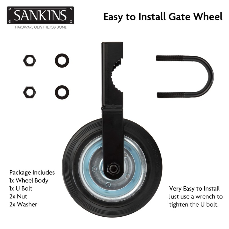 SANKINS Gate Helper Wheel for Supporting Metal Swing Gates with