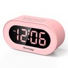 REACHER Pink Girls Alarm Clock for Kids Bedroom, Dimmable LED