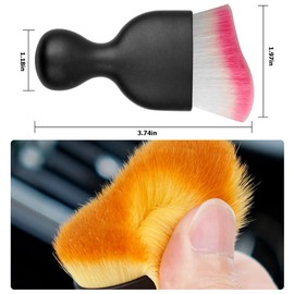 Blilo Car Interior Detailing Brush, Auto Soft Hair Cleaning Brushes, Curved Dirt Dust Collectors, Removal Tool for Dashboard Air Conditioner Vents Leather, Scratch Free (White/Red/1PCS)