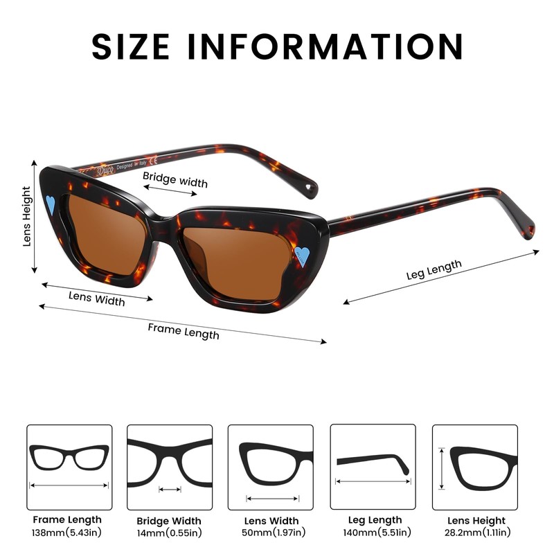DUCO 1104 Women's Sunglasses, Polarized Sunglasses, UV 400 Protection, For