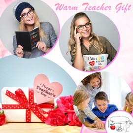 Kenning 3 Pcs Christmas Teacher Appreciation Gift Set, Teacher Inspirational Notebook with Quote, Teacher Makeup Bag with Zipper and Teacher Bracelet with Initial for Women College Gift(Letter P)