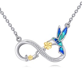 CUPENDA Infinity Hummingbird Necklace Sterling Silver Infinity Pendant Hummingbird Necklace Jewellery Gifts for Women, One size, Sterling Silver, No Gemstone