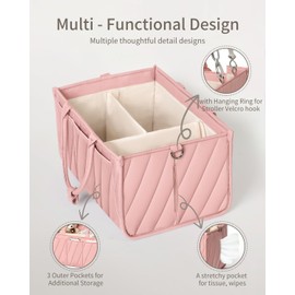 mliinjoy Großer Windel-Organizer, Baby-Organizer und Aufbewahrung für Neugeborenen-Utensilien, Must-Haves, Aufbewahrungskorb für das Kinderzimmer als Geschenke zur Babyparty- rosa