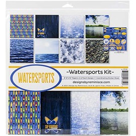 Reminisce Watersports Scrapbook Collection Kit Paper Crafts, Multi Color Palette