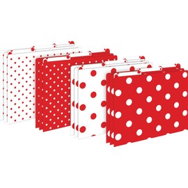 Barker Creek Red & White Dot File Folders on 14pt Stock, Set of 12, Letter Size, 1/3 Cut Tabs, Home, School and Office Supplies, 12/Set (2009)