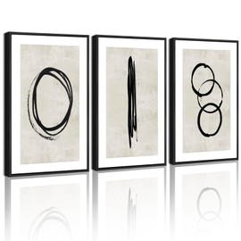 PHOPAGO Black Abstract Wall Art Minimalist Lines Framed Canvas Painting Artwork 11x14in Black Framed