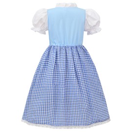ReliBeauty Dirndl Girls Children 2-in-1 Midi Set with Apron Blue Pink 120