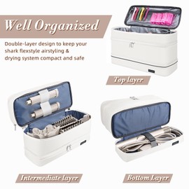 ZRRAJOY 3 Layers Storage Case For Shark Flexstyle, Travel Carrying Case For Shark 430/440 Flexstyle, Organizer Bag For Shark Flexstyle/Dyson Airwrap Styler Attachments(Beige02)