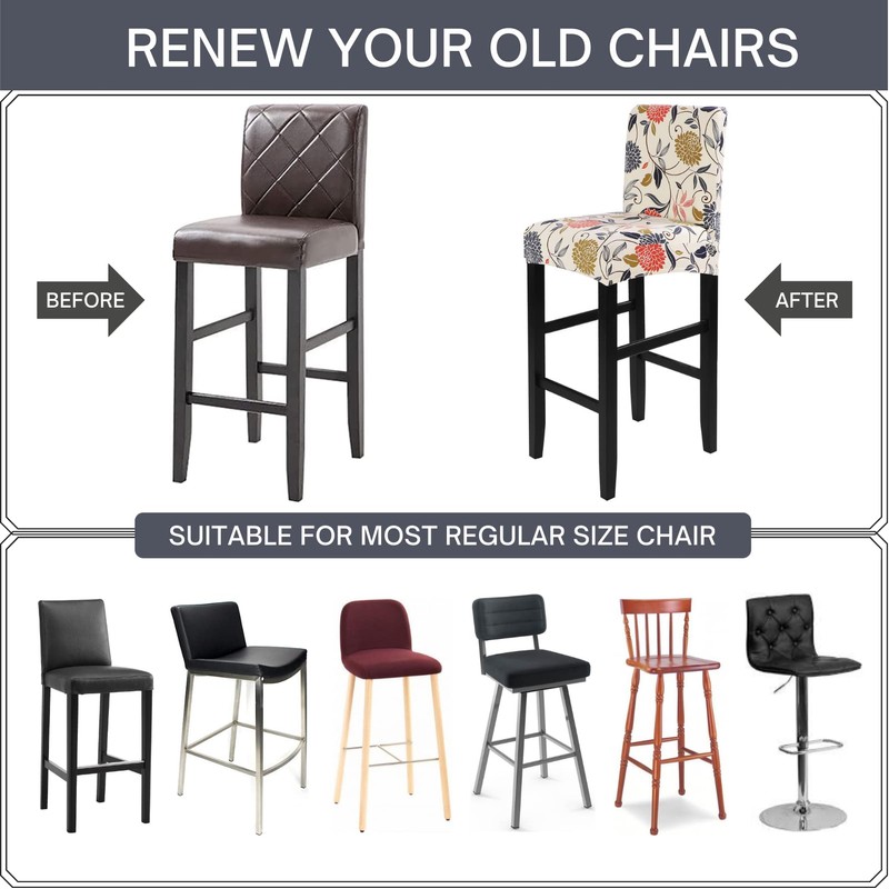 SearchI Bar Stool Covers Set of 4, Stretch Washable Barstool
