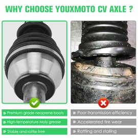 Youxmoto Rear Left/Right CV Axle & Wheel Bearing Kit Fit for Polaris Ranger 1000 Diesel/XP 1000 (High Lifter/Crew/EPS)- 2015 2016 2017 2018 2019, Ranger 570 (Full Size) 900 CV AXLE Drive Half Shaft