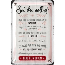 LANOLU Retro Tin Sign "SEI DU SELBST, Familienregeln Sign, Gifts for Youth Initiation, Gifts for Youth Consecration for the Home, 20 x 30 cm