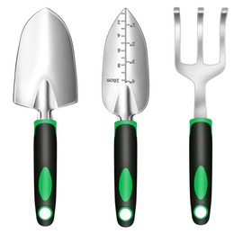 Garden Tool Set 3 Pieces with Garden Shovel, Wide Shovel & Rake - Garden Tools for Women and Men, Rustproof, Does Not Bend, Ideal for Beds, Tubs, Balconies & Raised Bed