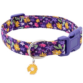 Faygarsle Cotton Dog Collar Cute Dog Collars for Small Medium Large Dogs Purple Yellow Floral Colored Options Soft and Fancy Pet Collars for Girls Flower Pattern for Girl Dog Collar S