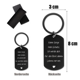BETESSIN Gifts for Men - Keine Sorge mein Schatz - Keyring Black - Gift Idea for Boyfriend for Christmas, Birthday, black