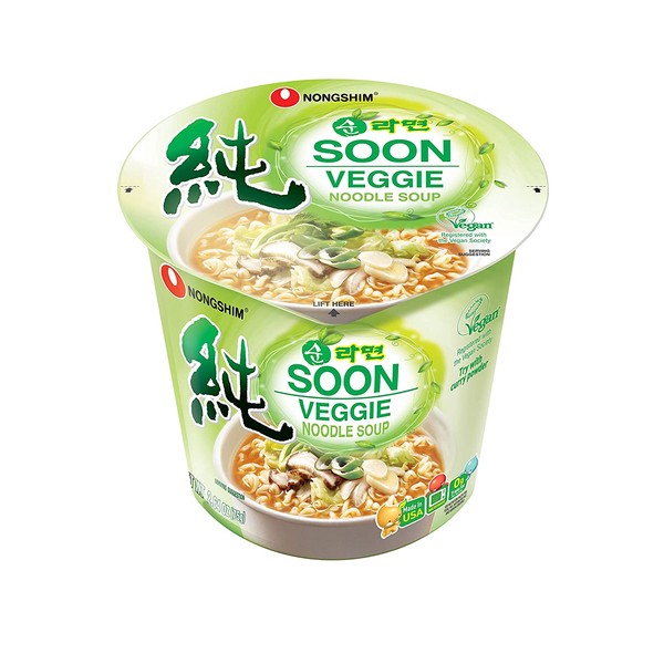 Nongshim Soon Cup Noodle Soup, Veggie, 2.6 Ounce (Pack of 6)
