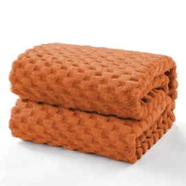 EXQ Home Fleece Throw Blanket for Couch or Bed - 3D Imitation Turtle Shell Jacquard Decorative Blankets - Cozy Soft Fuzzy Flannel Blanket Suitable for All Seasons(50"×60",Orange)