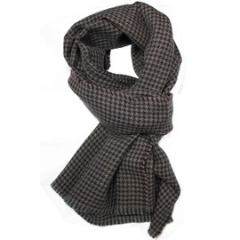 Wool Scarf Women's Winter Scarf Men's Scarf Houndstooth Red Grey 200 x 35 cm Made in Germany, red