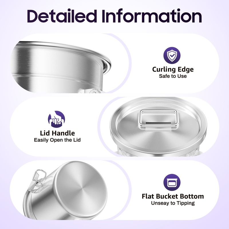 304 Stainless Steel Airtight Canister for Kitchen, 1.59Gal Canisters Container