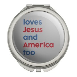 GRAPHICS & MORE Love Jesus and America Too Compact Travel Purse Handbag Makeup Mirror
