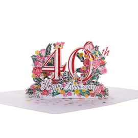 iGifts And Cards Happy 40th Milestone Anniversary 3D Pop Up Greeting Card - Perfect Couple, Elegant Wedding, Marriage, Romantic, Being Together, Ruby Congratulations, Lovebirds, Love 'N Happiness