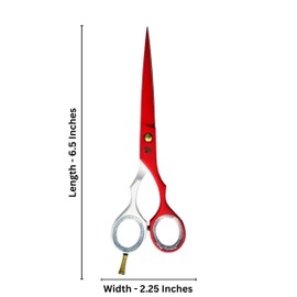 Hairdressing Barber Hair Cutting Scissor for Professional Barbers Stainless Steel Hair Cutting Shears - for Salon Barber Accessories, Men, Women, Children and Adult Hair Scissors (White Red, 6.5)