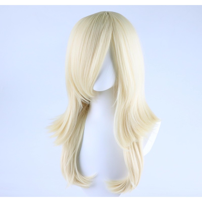 Blonde Princess Wavy Wig Long Thick Hair Side Bangs Cosplay