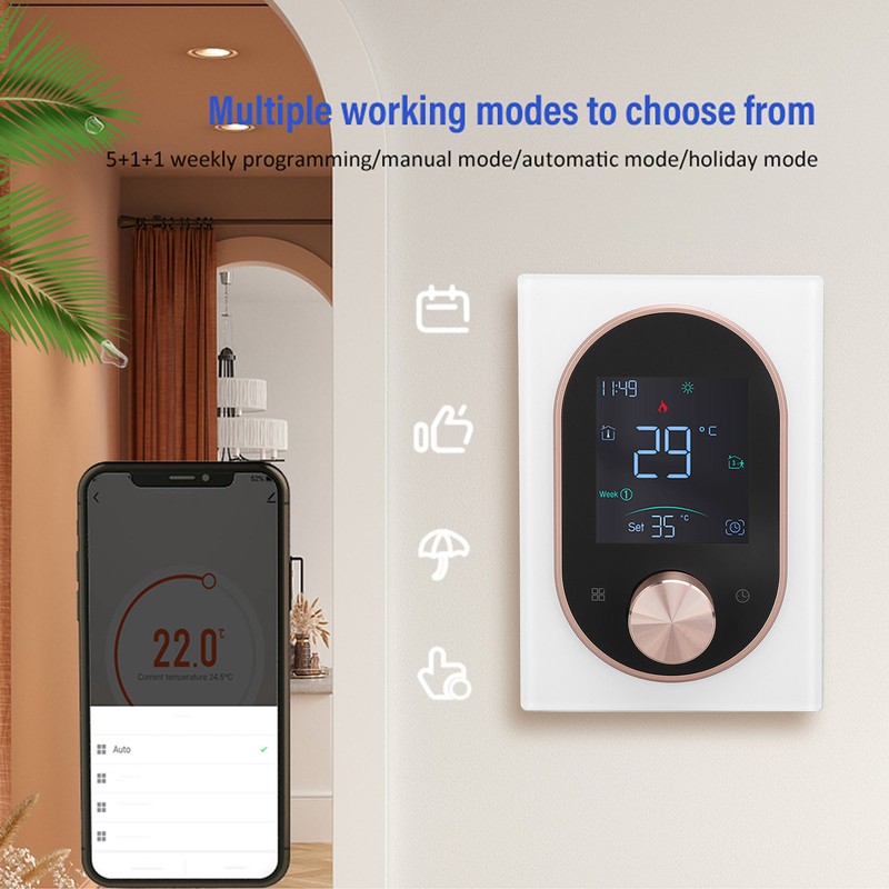 Smart Color Thermostat APP Programmable Touchscreen Knob Control Smart Temperature