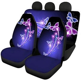 chaqlin chaqlin Universal 2er Pack Butterfly Car Vordersitzbezge +2 Stck Rcksitzschutz Split Bankbezug mit Galaxy Butterfly Pattern Haustier Hundesitzmatten Autozubeh?r Damen Geschenke