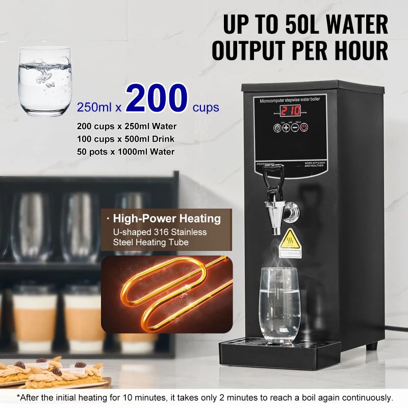 Commercial 1500W Electric Water Boiler Fast Heating 50 with 316