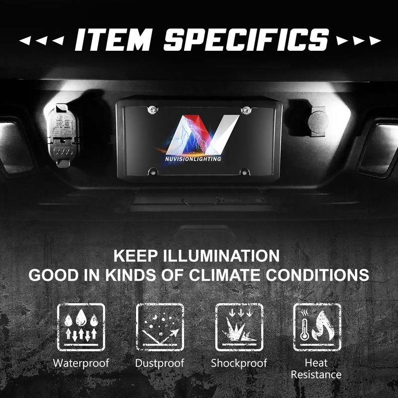 NUVISION LIGHTING Pair of LED License Plate Lights Compatible with