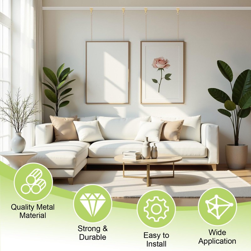 UFURMATE Picture Hanging Kit 6Pcs Picture Rail Hooks with 6Pcs