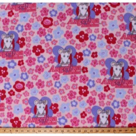 Angelina Ballerina Mouse Flowers Kids Girls Pink Fleece Fabric Print BTY A346.09