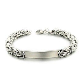 aplusashop ID Elegant King Bracelet Stainless Steel with Engraving as Desired Partner Bracelet Silver with Box, Stainless Steel, without stone