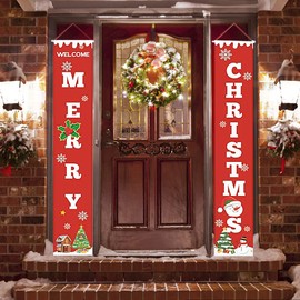 Geliking Christmas Porch Sign,Merry Christmas Home Outdoor Porch Sign for Xmas Decor (Merry Christmas)
