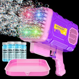 Seifenblasenpistole mit 86 Löchern, für Kinder, Kleinkinder, Erwachsene, 50.000 + Blasen/Min. Blasenpistole für Kinder, Mädchen, Jungen, mit 4 LED-Lichtern, Sommerspielzeug, Geschenke für Outdoor,